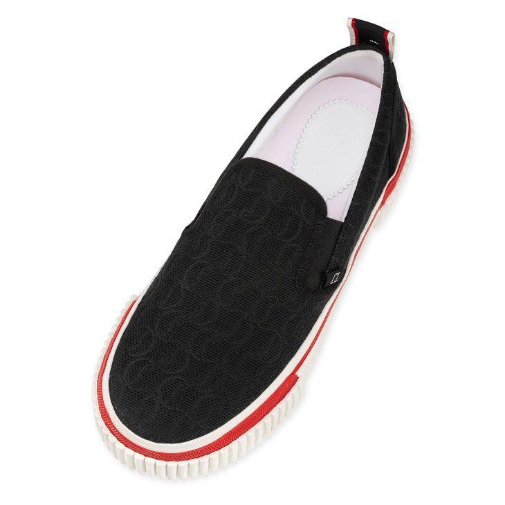CHRISTIAN LOUBOUTIN Men's Black Slip-On Sneakers for Spring/Summer
