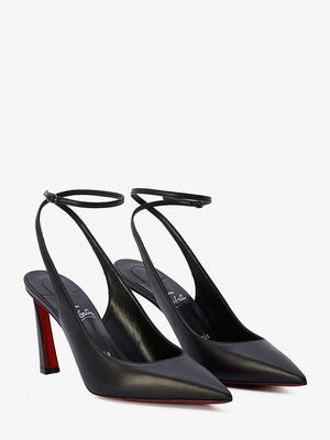 CHRISTIAN LOUBOUTIN Sophisticated Slingback Pumps in Black Leather with Signature Red Sole