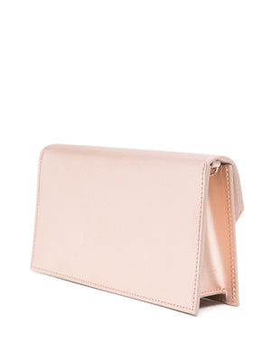 CHRISTIAN LOUBOUTIN Light Pink Leather Shoulder Bag with Satin Finish Chain-Link Strap
