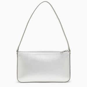CHRISTIAN LOUBOUTIN Silver Leather Shoulder Handbag with Top Zip Fastening and Logo Detail