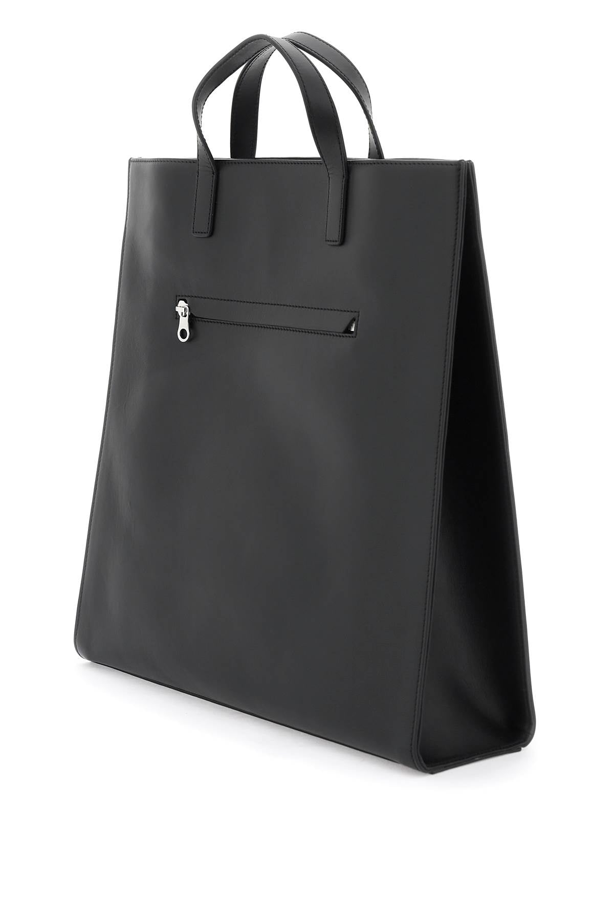 COURREGÈS Black Smooth Leather Heritage Tote Handbag for Women - SS24 Collection