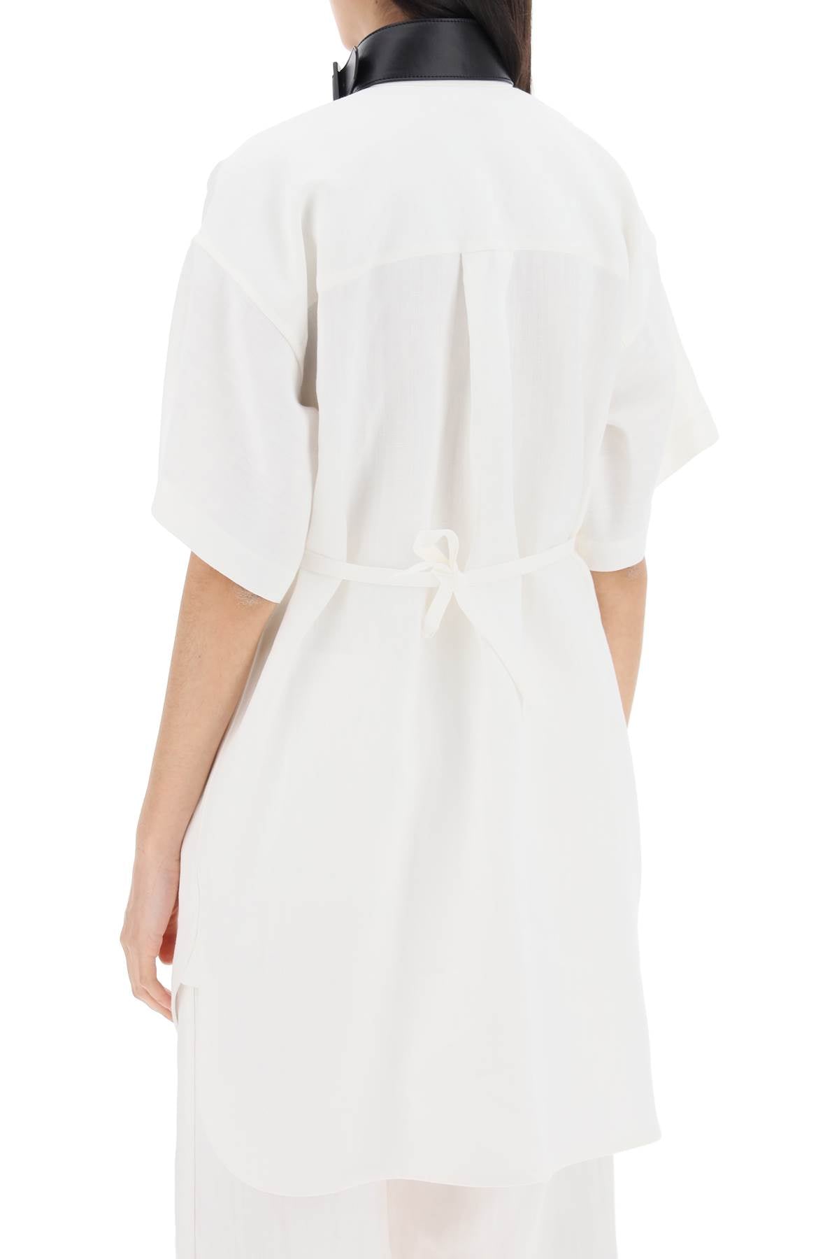 Ferragamo Women's Leather Buckle Chemisier Dress in White for SS24