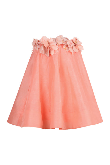 ZIMMERMANN Floral Mini Dress with Pockets - Salmon
