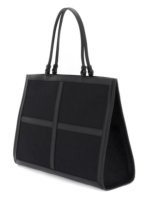 TORY BURCH Black Monogram Quadrant Tote Handbag for Women