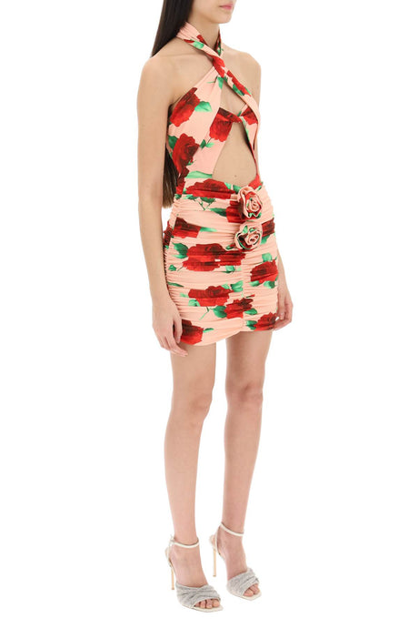 MAGDA BUTRYM Floral Twisted Cutout Mini Dress for Women - SS23 Collection