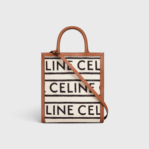 CELINE Women's Vertical Small Tote Handbag in White with Black Accents – FW22 Collection