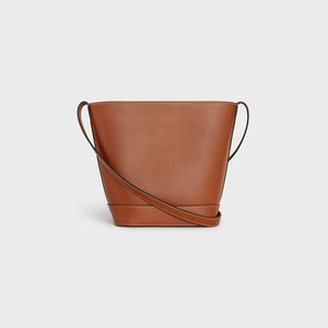 CELINE Women's Beige Leather Crossbody Bucket Bag SS23