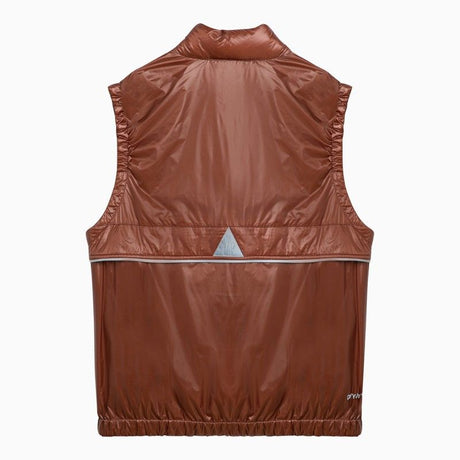MONCLER GRENOBLE Red Padded Gilet for Men - High Collar, Zippered Pockets, and Logo Patch