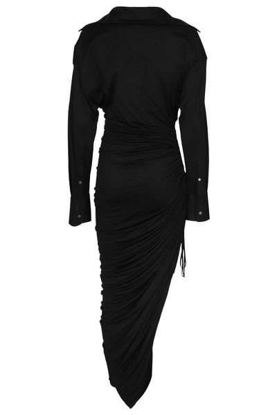 ALEXANDER WANG Sleek and Sophisticated: Asymmetric Black Draped Dress for Women