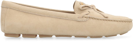 PRADA Beige Suede Loafers with Front Bow for Women - SS24 Collection