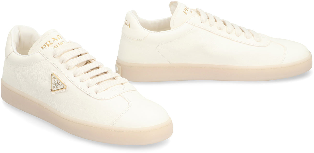 PRADA White Leather Low-Top Sneakers for Women