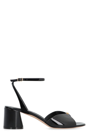 CASADEI Gorgeous Black Patent Leather Sandals with Adjustable Ankle Strap