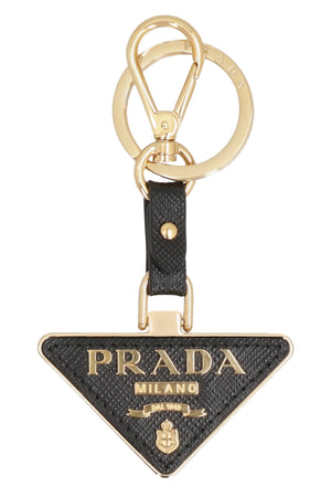 Saffiano Leather Keyring with Gold-Tone Hardware for Women