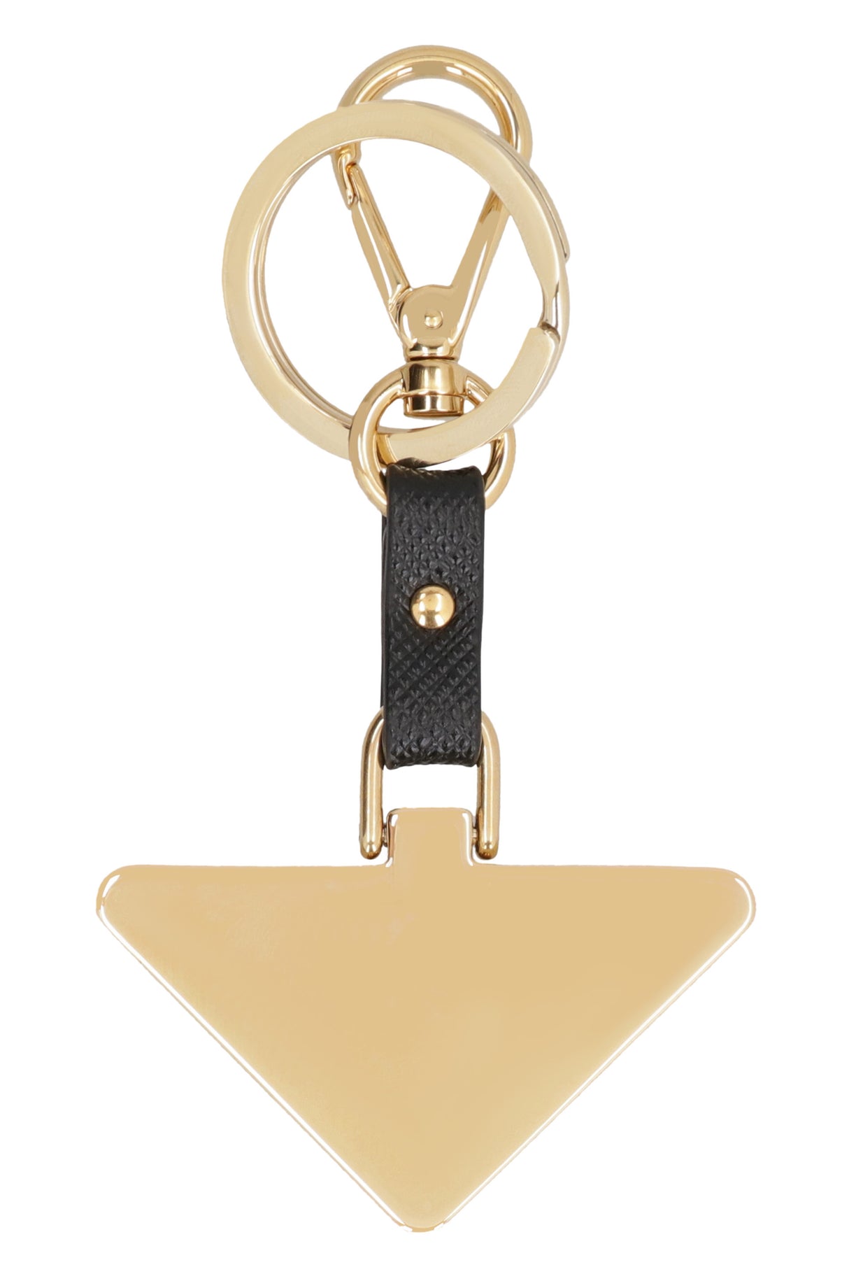 Saffiano Leather Keyring with Gold-Tone Hardware for Women