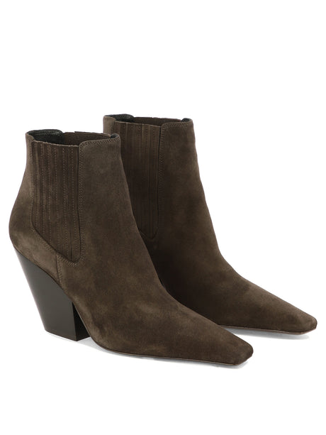 CASADEI Brown Suede Ankle Boots for Women - Slip-On Design with Leather Sole and Elasticated Panels