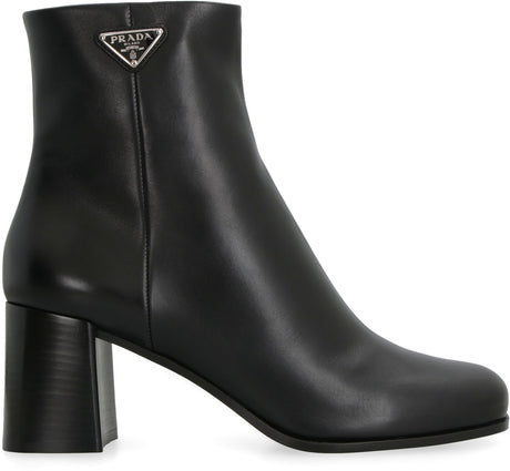 PRADA Black Leather Booties for Women - FW23 Collection