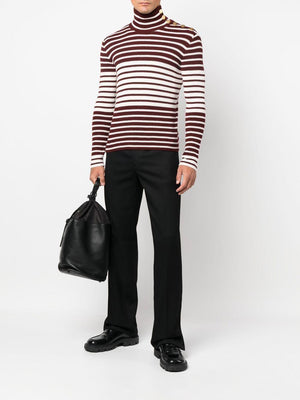 VALENTINO Men's Ivory and Bordeaux Virgin Wool Sweater for Fall/Winter 2024
