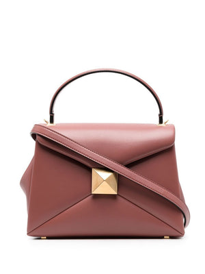 VALENTINO GARAVANI Women's Small Brown Lambskin Leather Top-Handle Handbag SS23