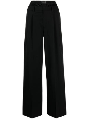 女士黑色羊毛定制西裤：SS24经典与时尚的完美结合