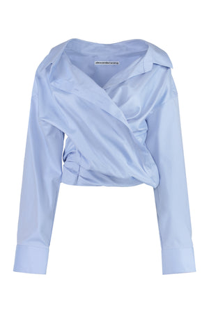ALEXANDER WANG Light Blue V-Neck Cotton Shirt for Women - FW23