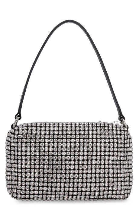 ALEXANDER WANG Sparkling Mini Rhinestone Clutch with Leather Accents, 17 cm – Black
