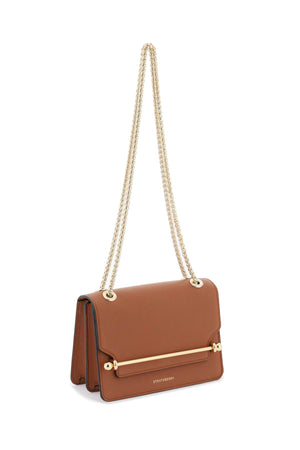 STRATHBERRY Mini East/West Brown Leather Crossbody Bag with Iconic Gold-Tone Hardware