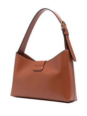 Tan Brown Leather Shoulder Bag for Women by Salvatore Ferragamo