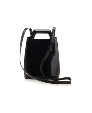 FERRAGAMO Mini Wanda Black Leather Bucket Tote for Women, FW23