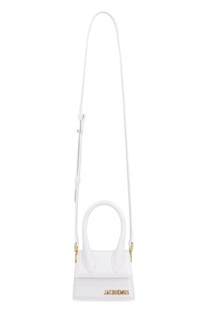 JACQUEMUS Mini Smooth Leather Handbag with Gold-Tone Hardware and Adjustable Strap - White, 12x8.5 cm