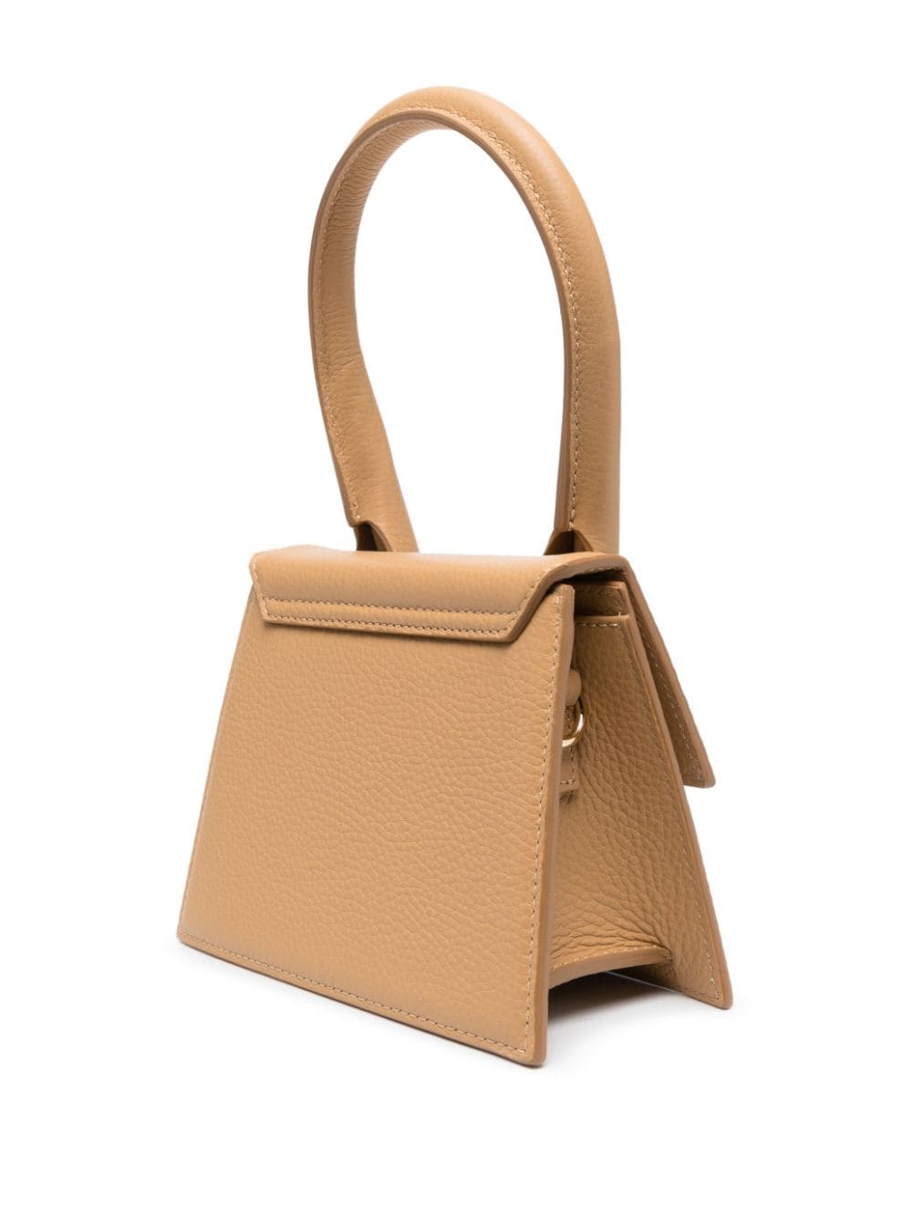 JACQUEMUS Beige Pebbled Leather Tote Handbag with Gold-Tone Logo for Women