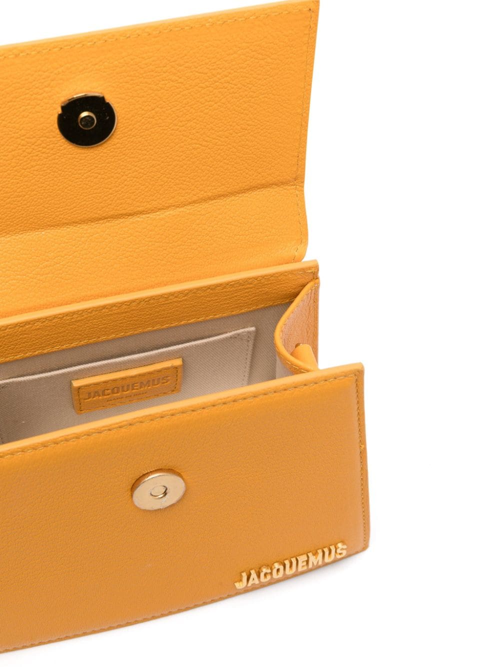 经典橙色绵羊皮手提包附可调节肩带和金色挂牌饰品