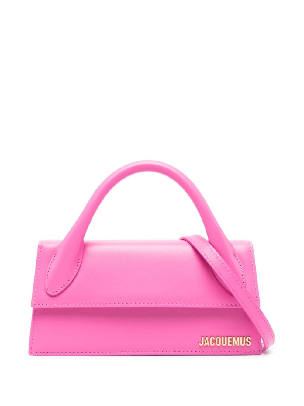 JACQUEMUS Bubblegum Pink Mini Leather Handbag with Gold-Tone Accents and Detachable Strap SS24