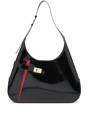 FERRAGAMO Luxurious Black Leather Handbag with Adjustable Shoulder Strap