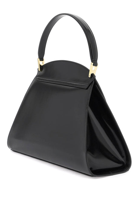 FERRAGAMO Black Trapezoidal Handbag with Removable Crossbody Strap for Women