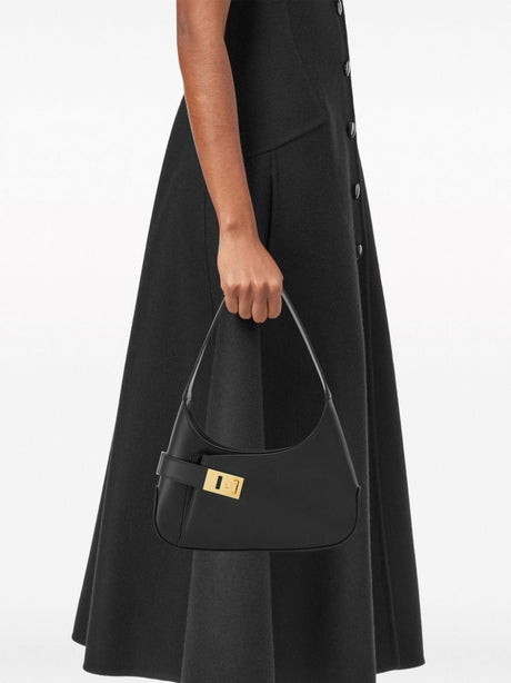 FERRAGAMO Chic Medium Black Leather Hobo Shoulder Bag for Women