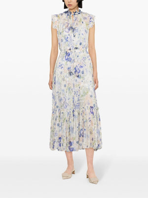 ZIMMERMANN Blue Floral Print Midi Dress for Women - SS24 Collection