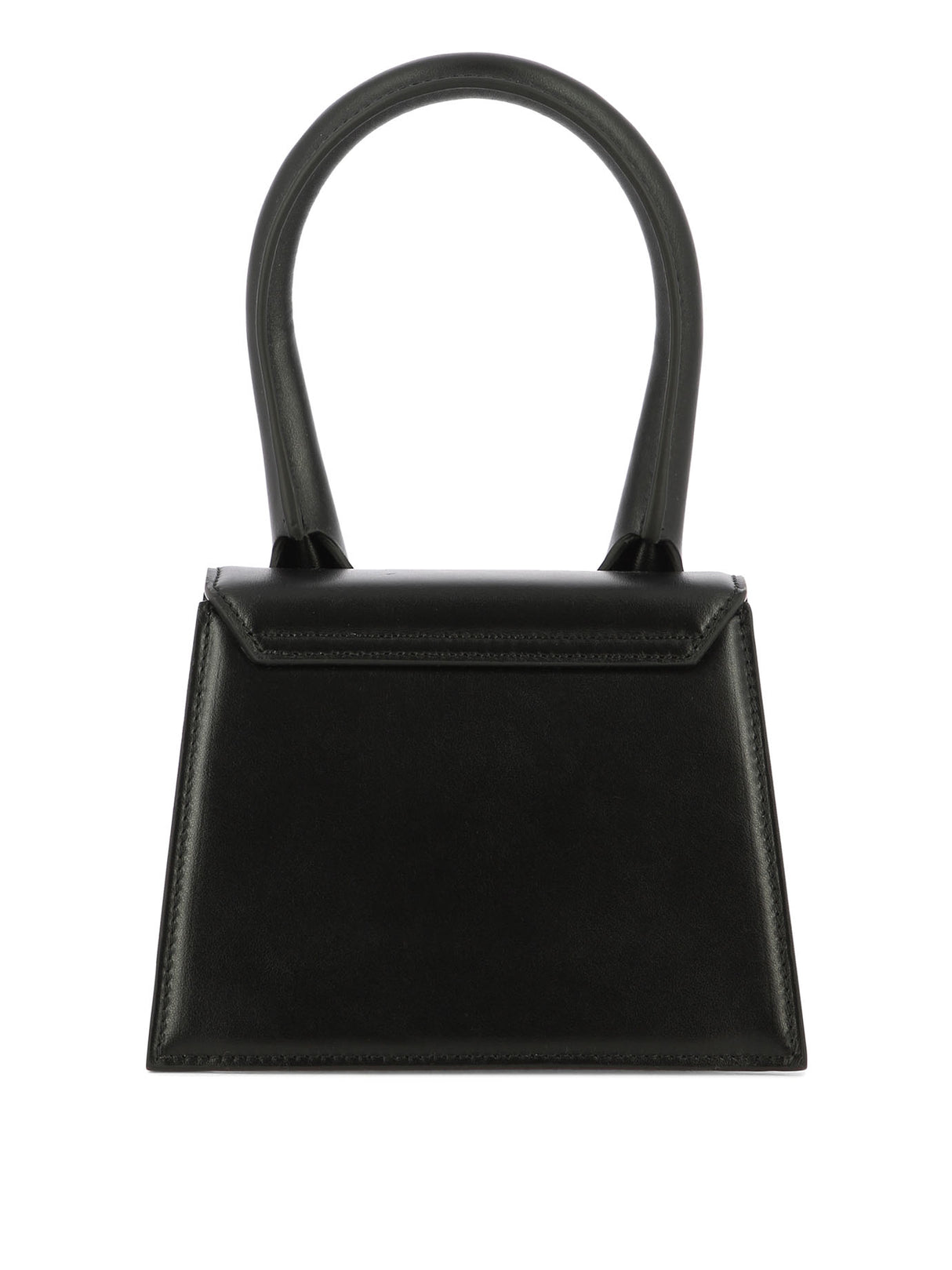 JACQUEMUS Black Leather Magnetic Flap Mini Handbag for Women