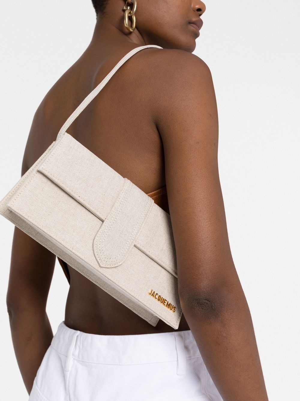 JACQUEMUS Women's Mini Gray Crossbody Bag, Cotton and Flax Blend, Shoulder Strap Option - SS24