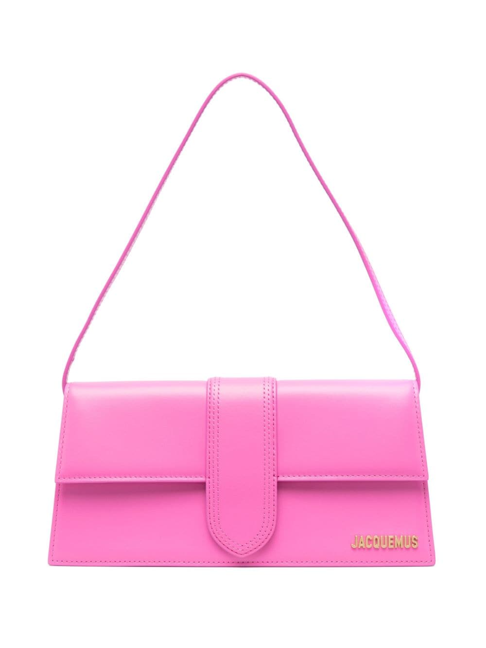 JACQUEMUS Fuchsia Pink Leather Mini Shoulder Handbag with Gold-Tone Detailing