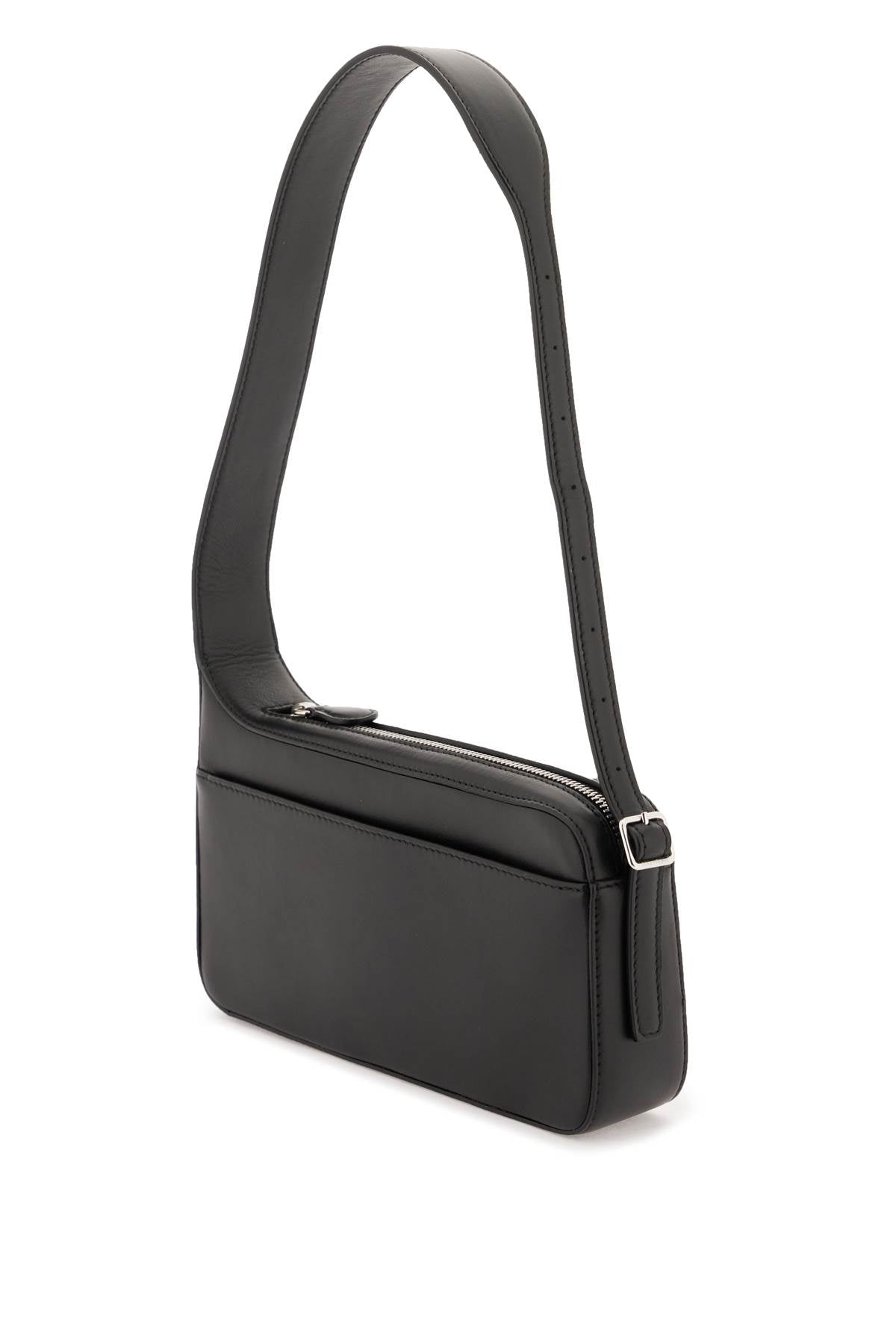 COURREGÈS Sleek and Sophisticated Black Leather Crossbody Handbag