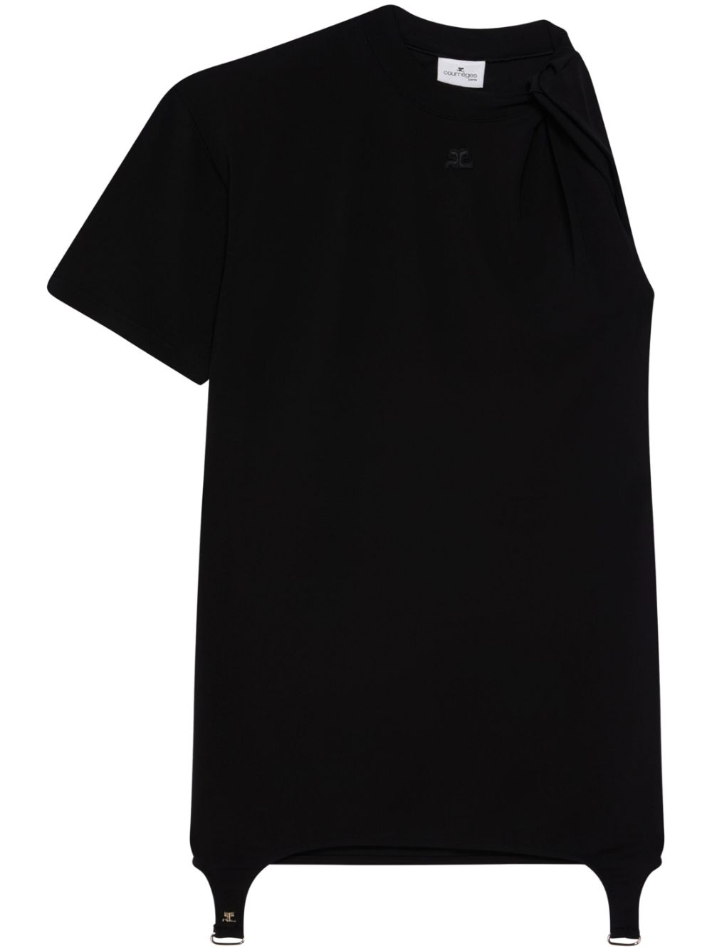 COURREGÈS Sleek and Chic Short-Sleeve Black Dress for Women