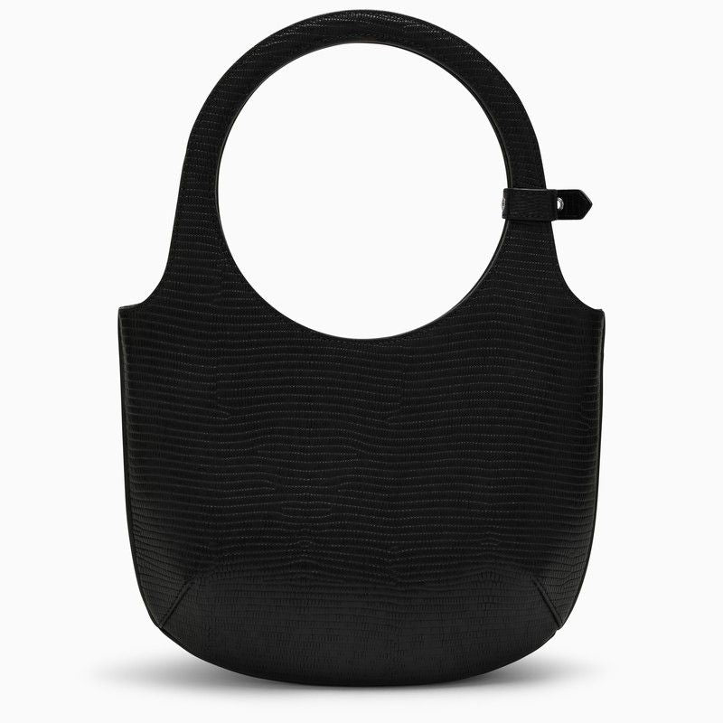 COURREGÈS Elegant Black Leather Mini Handbag with Lizard Texture