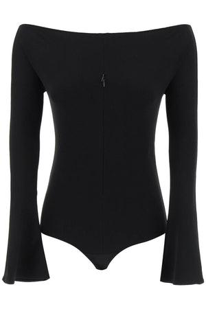 COURREGÈS Black Viscose Bodysuit with Cut-Out for Women