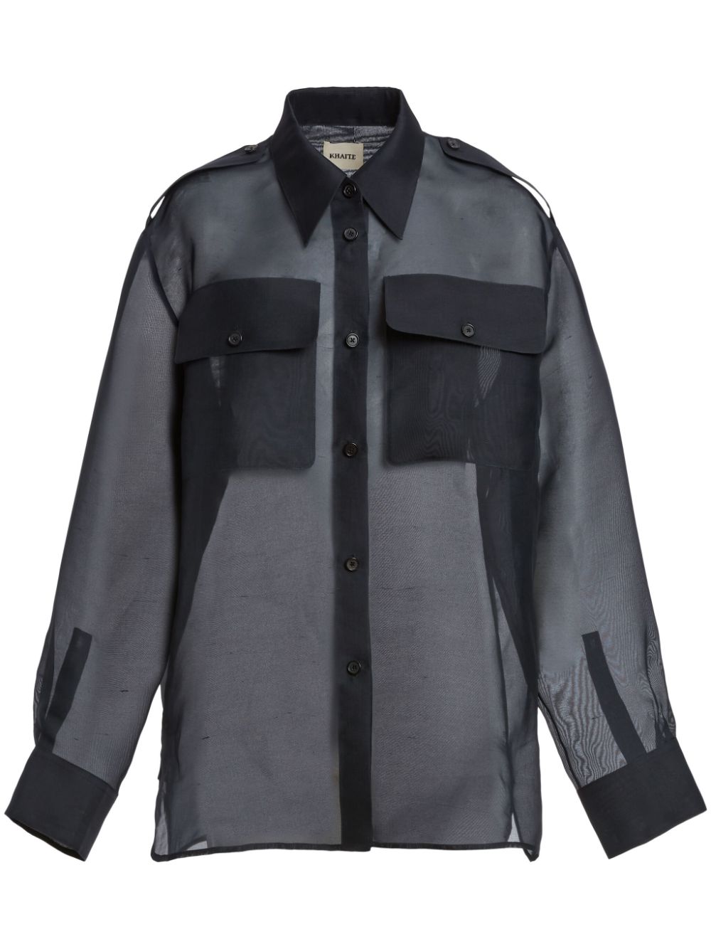 KHAITE Semi-Sheer Silk Shirt for Women in Black for SS24