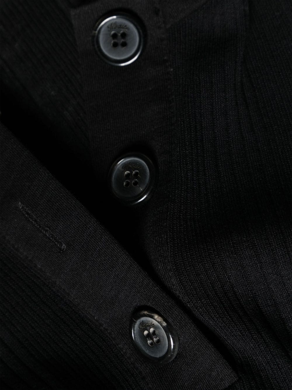 KHAITE Black Cotton Blend Semi-Sheer Henley Neck Long Sleeve Bodysuit for Women