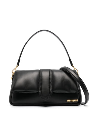 JACQUEMUS Padded Leather Handbag with Metal Logo and Detachable Shoulder Straps