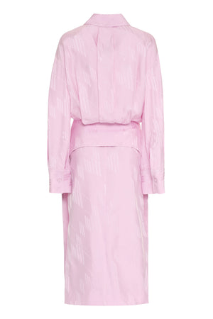THE ATTICO Pink Shirt-Style Dress with Collar and Cuffs for Women