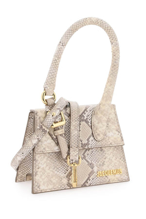 JACQUEMUS Grey Boucle Loop Handbag with Gold Hardware