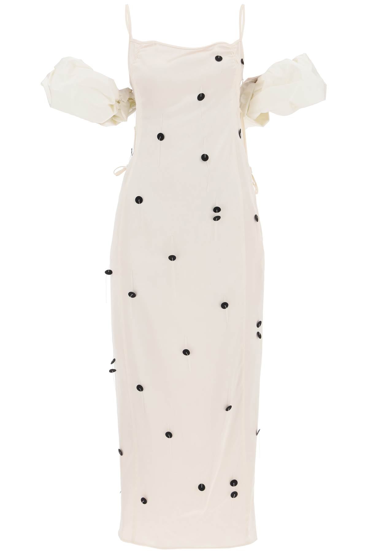 白色女式可拆卸袖子絲質連衣裙 - FW23系列