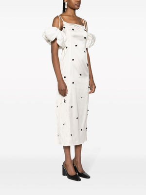 JACQUEMUS Polka-Dot Midi Dress for Women in Off-White and Black
